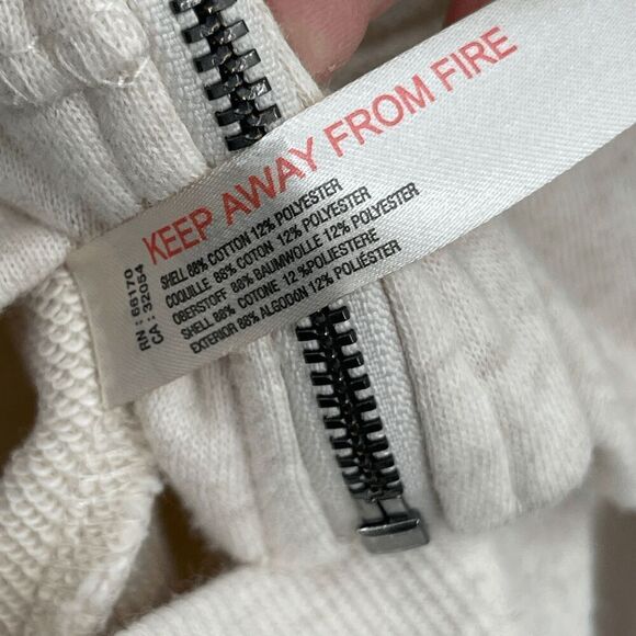 Daily Practice Beige Long Sleeve Puff Shoulder Full Zip Hoodie Jacket Medium - Picture 7 of 9